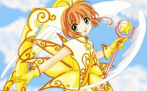 Anime girl dress golden magic wallpaper thumb