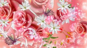 Roses Butterflies Pink wallpaper thumb