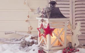 Merry Christmas New Year Lantern Stars Snow Candle wallpaper thumb