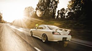 Nissan Silvia Motion Blur Sunlight Road HD wallpaper thumb