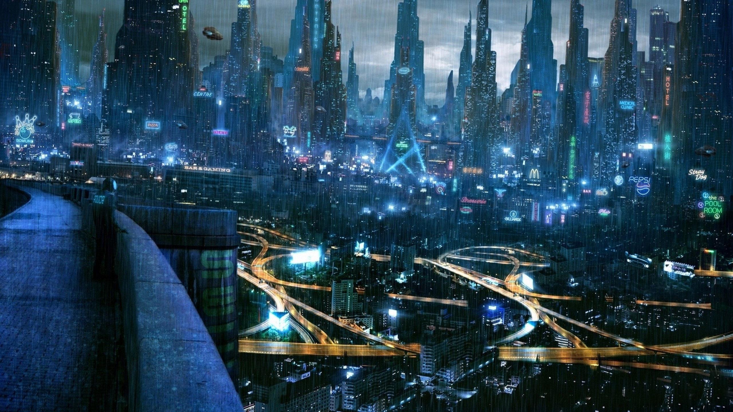 Rainy futuristic city wallpaper | travel and world | Wallpaper Better