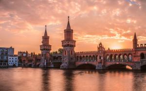 Berlin, Germany, river, bridge, evening, sunset wallpaper thumb