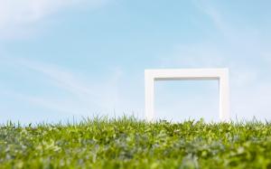 White square on the grass wallpaper thumb