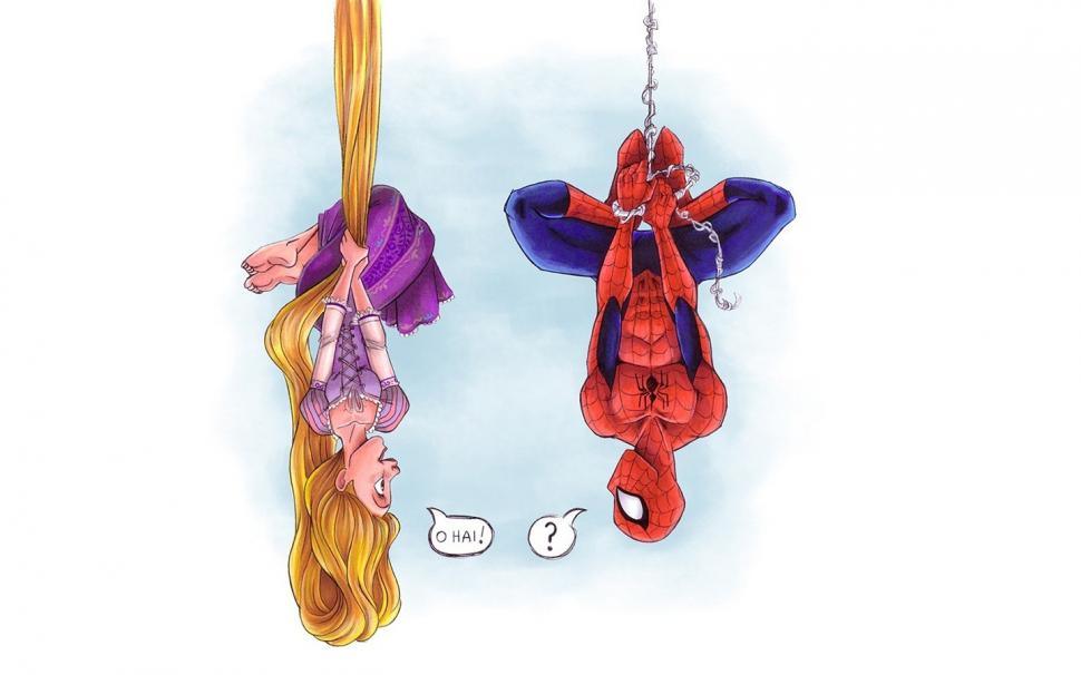 Rapunzel, Spider-Man, Spider-Girl, Movies, Upside Down, Tangled, Crossover, Comic Books, Disney wallpaper,rapunzel wallpaper,spider-man wallpaper,spider-girl wallpaper,movies wallpaper,upside down wallpaper,tangled wallpaper,crossover wallpaper,comic books wallpaper,disney wallpaper,1440x900 wallpaper