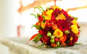 Bouquet flowers, red yellow rose wallpaper thumb