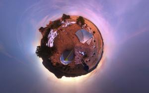 Stereographic Tent Sunset HD wallpaper thumb