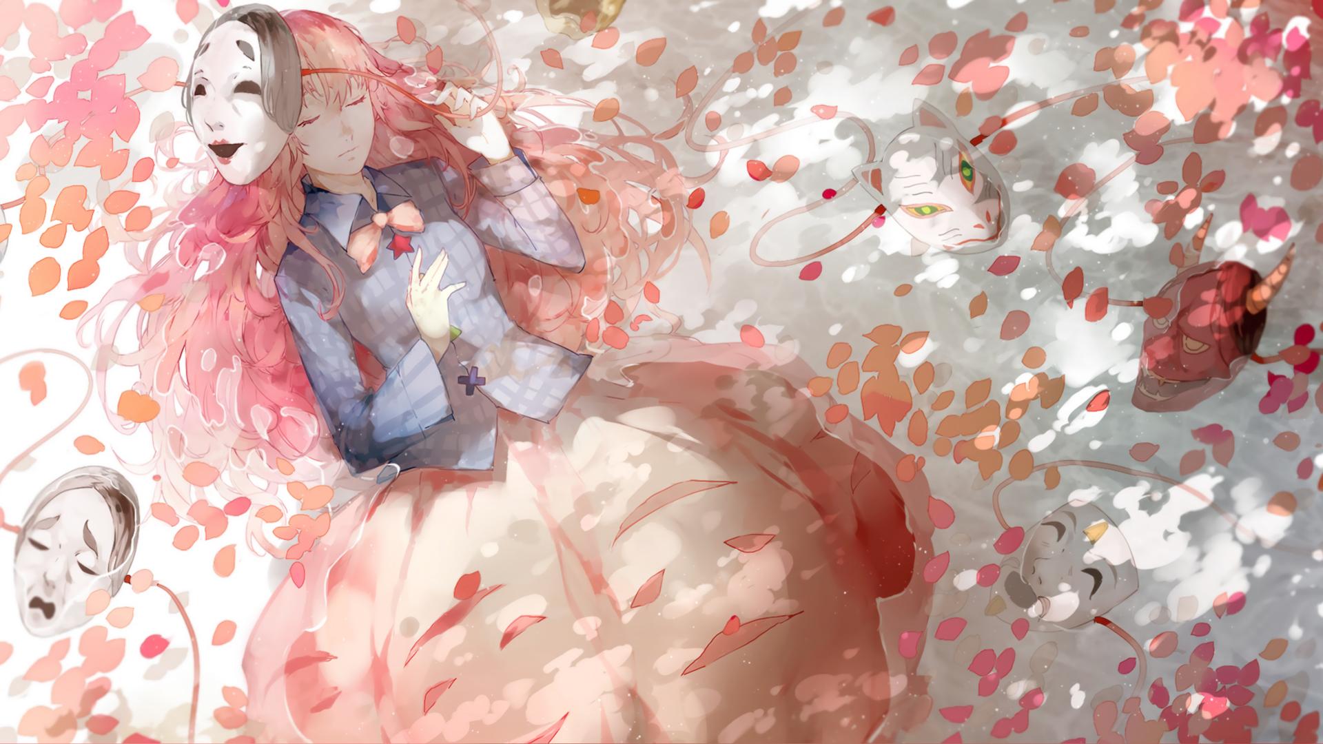Anime Girls, Mask, Touhou, Closed Eyes, Cherry Blossom wallpaper | anime |  Wallpaper Better
