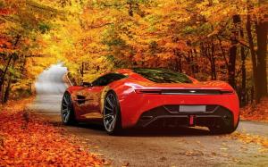 Red Aston Martin DBC concept car, road, autumn wallpaper thumb