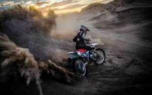 Motorcycle race, sports, dust wallpaper thumb
