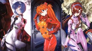 Neon Genesis Evangelion, three beautiful anime girls wallpaper thumb