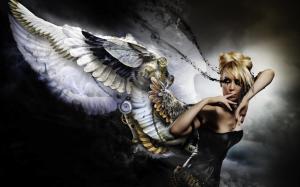 Fantasy girl, angel, wings, blonde wallpaper thumb