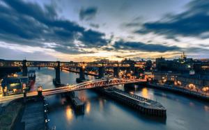 Tyne Bridge Newcastle England River Night City Desktop Photo wallpaper thumb