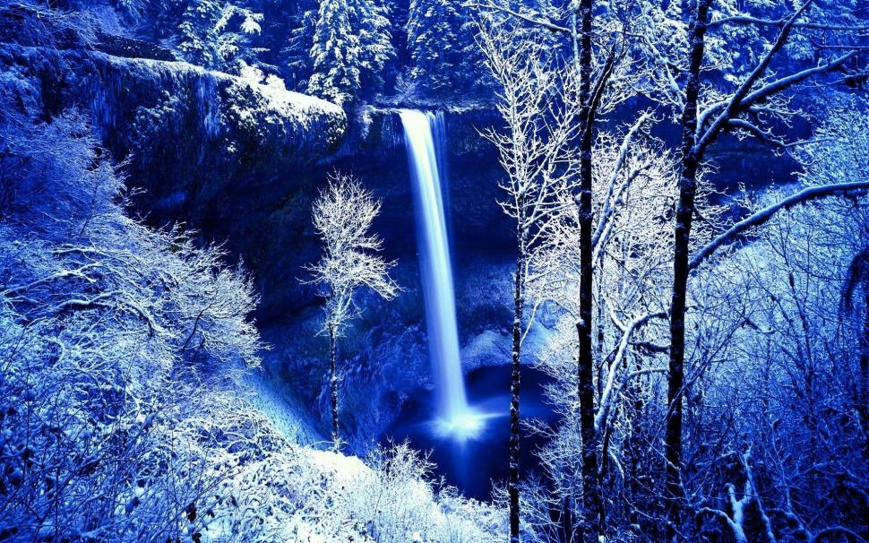 Blue Waterfall In Winter wallpaper,nature HD wallpaper,blue HD wallpaper,winter HD wallpaper,waterfalls HD wallpaper,nature & landscapes HD wallpaper,1920x1200 wallpaper