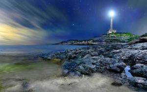 Wonterful Starry Lighthouse wallpaper thumb