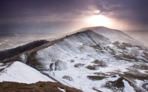 Winter, mountain, snow, sky, clouds, sun, England wallpaper thumb