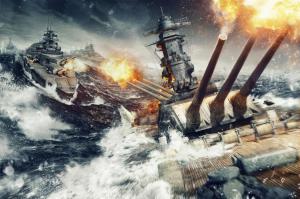 world of warships, wargaming net, explosion, sea, storm wallpaper thumb