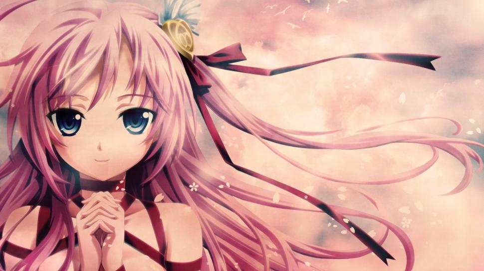 Anime Girl, Pink Hair, Petals, Anime wallpaper,anime girl HD wallpaper,pink hair HD wallpaper,petals HD wallpaper,anime HD wallpaper,1920x1080 wallpaper
