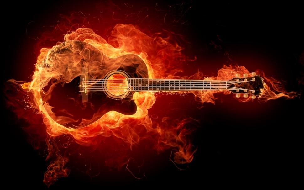 Guitar Acoustic Fire Flame HD wallpaper,music wallpaper,fire wallpaper,guitar wallpaper,flame wallpaper,acoustic wallpaper,1680x1050 wallpaper