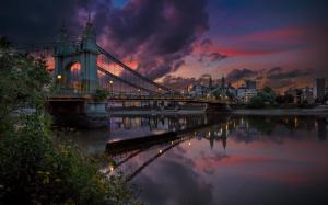 Landscape, Night, London, River, Bridge, Architecture, City, Urban wallpaper thumb