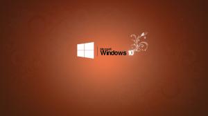 Microsoft Windows 10 logo, orange background wallpaper thumb