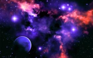 Space, nebula, stars, planet, light, colors wallpaper thumb