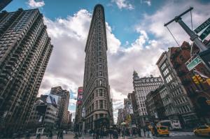 New City, York City, Flatiron Building, Cityscape, Taxi, Clouds wallpaper thumb