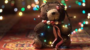 Teddybear with Christmas Lights HD wallpaper thumb