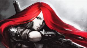 League of Legends Katarina Redhead Drawing HD wallpaper thumb