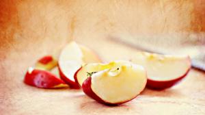 Red apple slice, fruits close-up wallpaper thumb