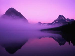 misty purple reflection beautiful Colours lake lovely Mountains nature ocean other paradise Pink Pur HD wallpaper thumb
