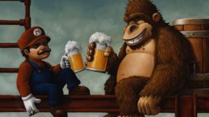 Donkey Kong and Mario drinking beer wallpaper thumb
