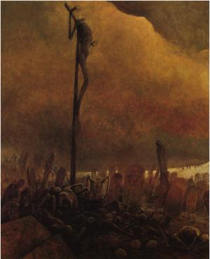 Zdzisław Beksiński, Artwork, Dark, Skeletons, Hanging wallpaper thumb