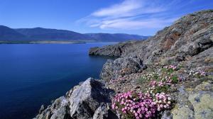 Rocky Shoreline On Barakchin Isl In Lake Baikal wallpaper thumb