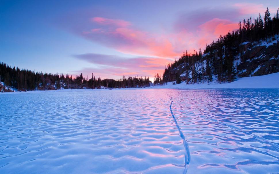 Frozen Lake Sunset wallpaper,frozen HD wallpaper,sunsets HD wallpaper,lakes HD wallpaper,pink HD wallpaper,clouds HD wallpaper,nature & landscapes HD wallpaper,1920x1200 wallpaper