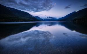 USA, Washington, National Park, forest, mountains, lake, moonlight night wallpaper thumb
