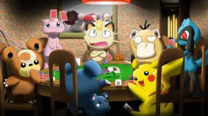 Pokemon Poker Pikachu Marill Azurill Teddiursa Mew Meowth Psyduck Riolu Poke Ball HD wallpaper thumb