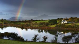 Ireland, Rainbow, Landscape, River, Houses, Hills wallpaper thumb