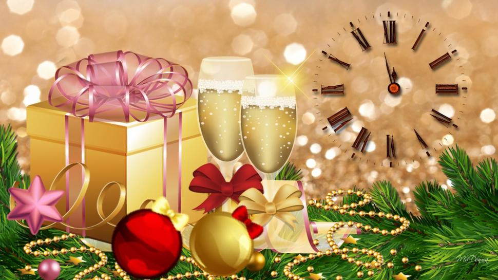 Celebrate In Style wallpaper,decorations HD wallpaper,clock HD wallpaper,christmas HD wallpaper,new years HD wallpaper,balls HD wallpaper,time HD wallpaper,beads HD wallpaper,feliz navidad HD wallpaper,champagne HD wallpaper,2013 HD wallpaper,gift HD wallpaper,1920x1080 wallpaper