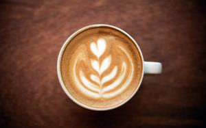 Cappuccino coffee, foam, pattern, heart, cup wallpaper thumb