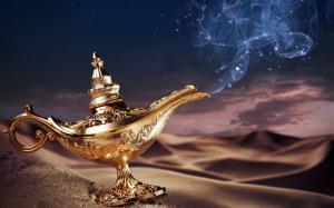 Aladdin's lamp, magic, golden, desert wallpaper thumb