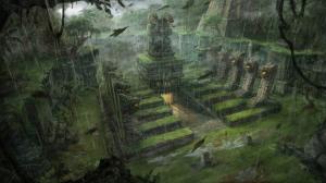 Tomb Raider Lara Croft Rain Temple Drawing HD wallpaper thumb