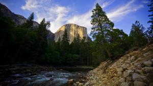 Stream River Forest Landscape Mountains Rock Trees HD wallpaper thumb