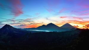 mountains, sky, bali, sunrise, kintamani, indonesia wallpaper thumb