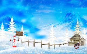 Merry Christmas beautiful snow scene wallpaper thumb