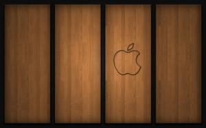 Apple logo on wood wallpaper thumb