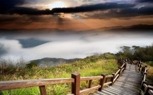 Stairs to the foggy valley wallpaper thumb