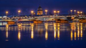 St. Petersburg, Russia, night, lights, bridge, river wallpaper thumb