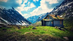 Small Wooden House on Mountain wallpaper thumb