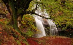 waterfall, autumn, nature wallpaper thumb