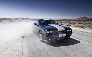 Dodge Challenger black car in the desert wallpaper thumb